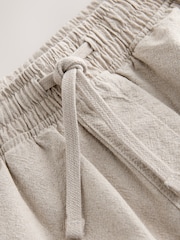 Neutral Textured Cotton Linen Blend Drawstring Shorts - Image 7 of 8