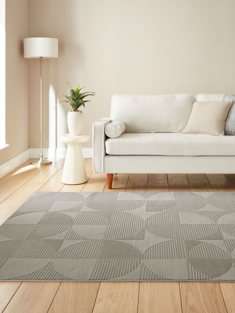 Catherine Lansfield Silver Retro Circles Washable Rug - Image 1 of 6 Catherine Lansfield Silver Retro Circles Washable Rug - Image 1 of 6