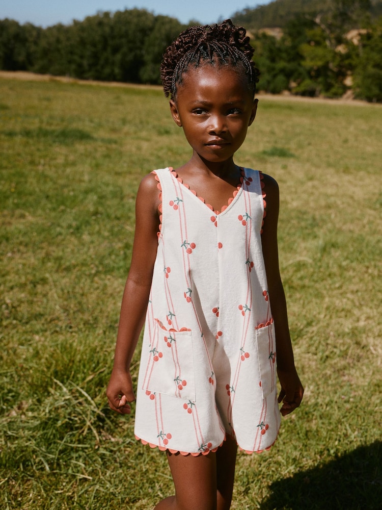 Ecru Cherry Stripe Playsuit (3-16yrs) - Image 1 of 5