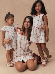 Ecru Cherry Stripe Playsuit (3-16yrs) - Image 4 of 5