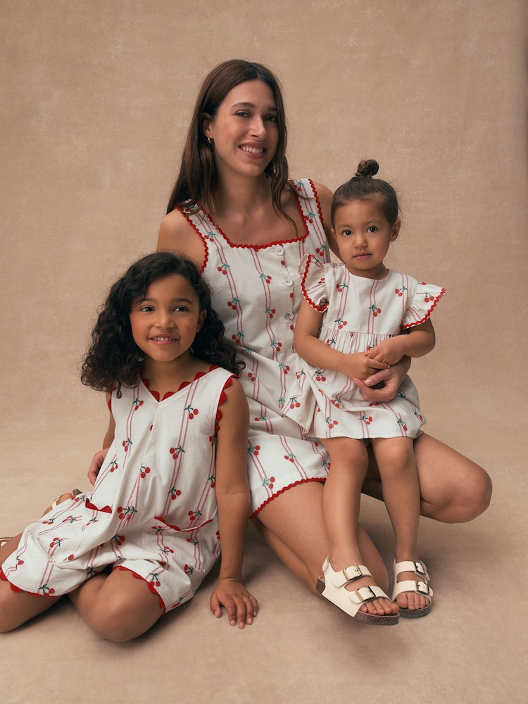 Ecru Cherry Stripe Playsuit (3-16yrs) - Image 5 of 5