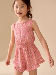 Pink Ditsy Open Back Ruffle Hem Playsuit (3-16yrs) - Image 1 of 9