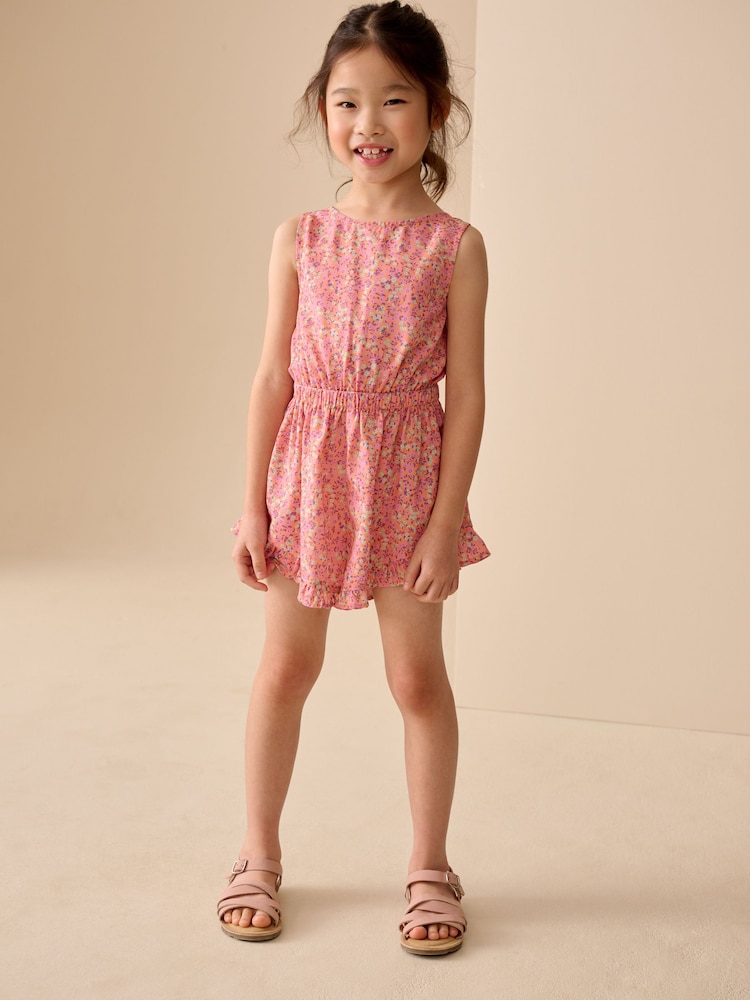 Pink Ditsy Open Back Ruffle Hem Playsuit (3-16yrs) - Image 2 of 9
