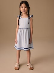 Blue/White Stripe Ruffle Dress (3-16yrs) - Image 2 of 9