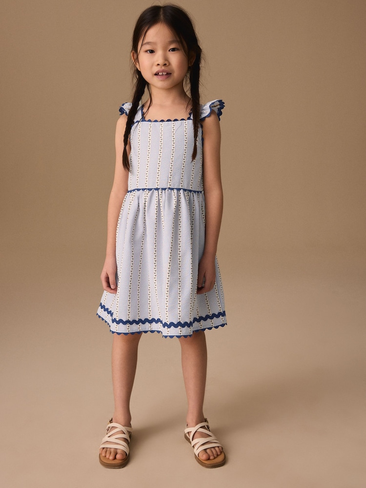 Blue/White Stripe Ruffle Dress (3-16yrs) - Image 2 of 9 Blue/White Stripe Ruffle Dress (3-16yrs) - Image 2 of 9