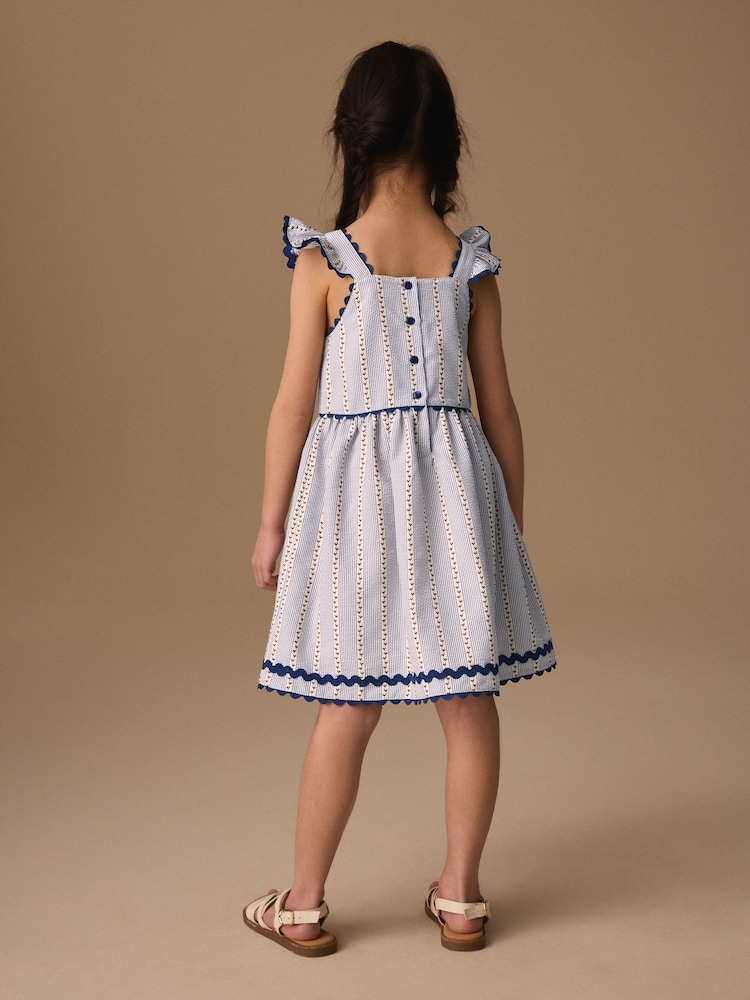 blue satin dress bridesmaid Sky Blue Stripe Ruffle Sleeve T Shirt Dress – éloges
