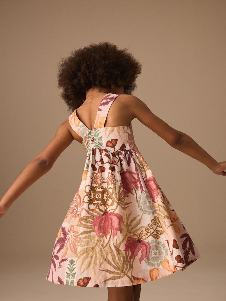 Chocolate Brown Linen Summer Dress (3-16yrs) - Image 1 of 3