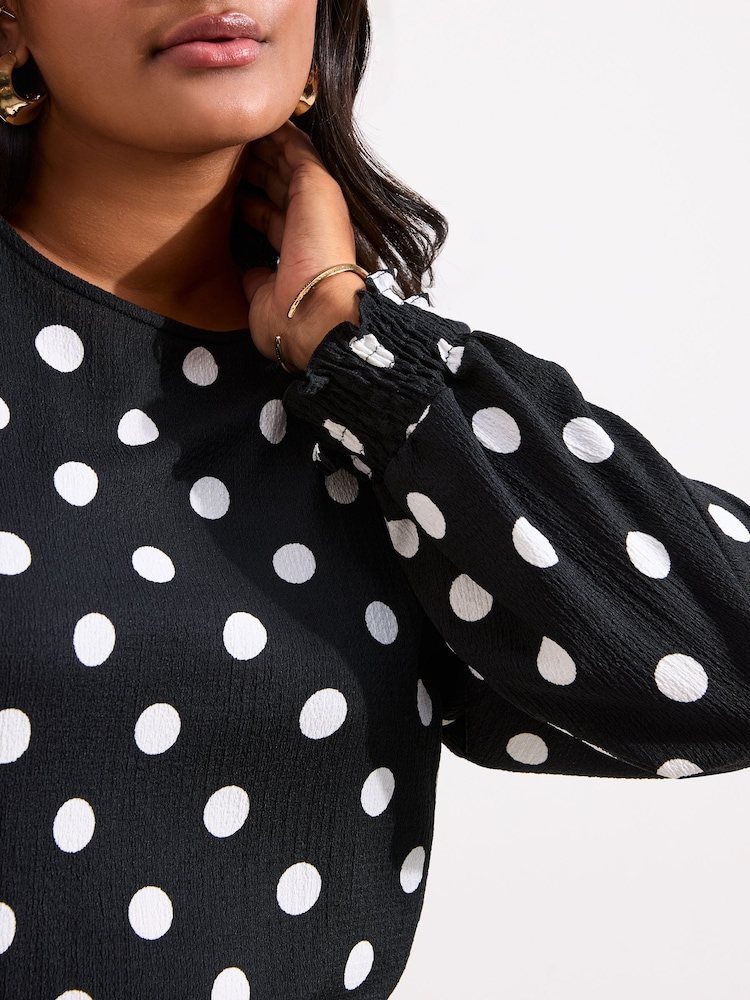 Friends Like These Spot Curve Shirred Cuff Top - Image 2 of 4