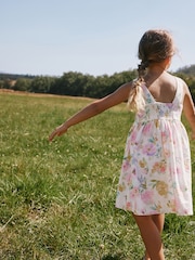 White Floral Linen Summer Dress (3-16yrs) - Image 3 of 4