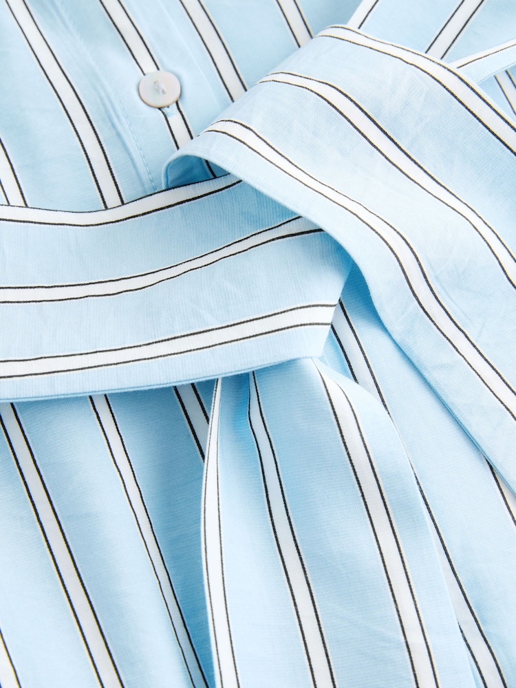 Blau Weiss Gestreift - Halter Shirt Midi Belted Dress - Bild 3 von 3