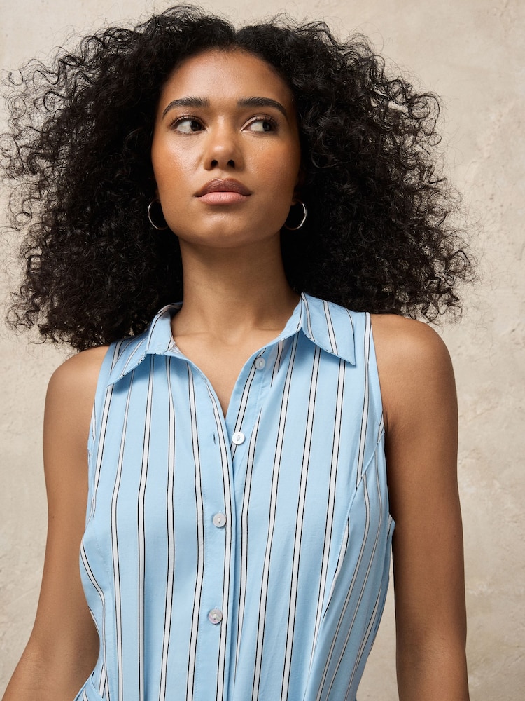 sleeveless shirt midi dress The Sleeveless Midi Dress Light Denim / XS