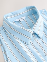 Blue/White Stripe Halter Shirt Midi Belted Dress - Image 6 of 8