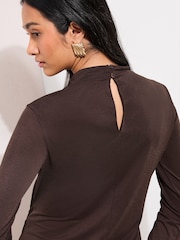 Friends Like These Chocolate Brown Tie Waist Top - Image 4 of 4