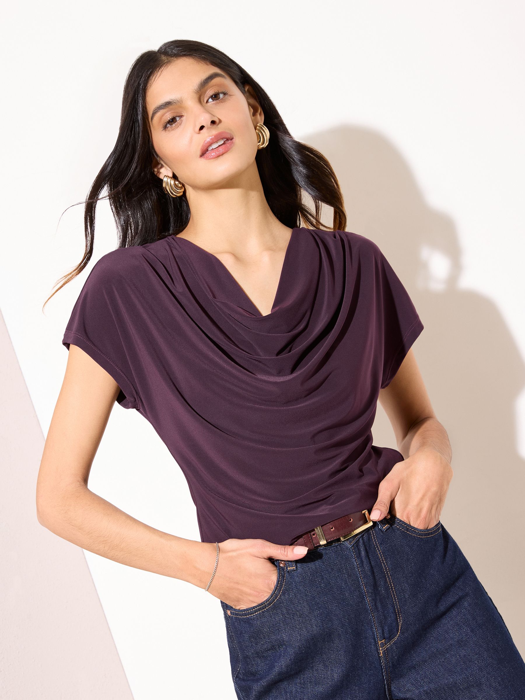 Buy Friends Like These Wine Cowl Neck Top from Next Romania