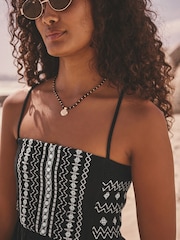 Black Mirror Detail Strappy Embroidered Detail Mini Dress - Image 3 of 6