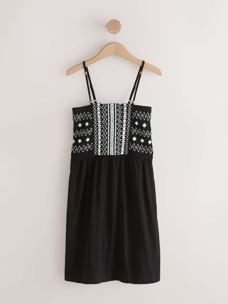 Buy Black Strappy Embroidered Mini Summer Dress from Next USA