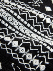 Black Mirror Detail Strappy Embroidered Detail Mini Dress - Image 6 of 6