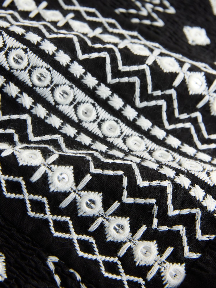 Black Mirror Detail Strappy Embroidered Detail Mini Dress - Image 6 of 6