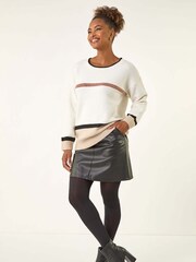 Roman White Colourblock Stripe Knit Jumper - Image 2 of 5