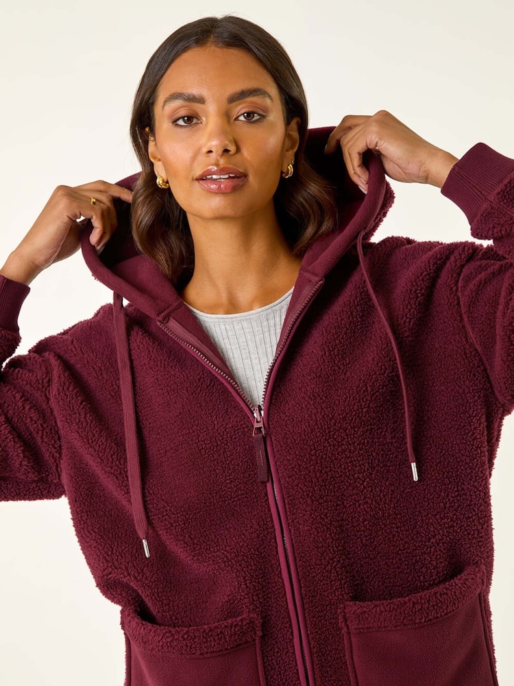 Roman Red Hooded Borg Zip Through Jacket - Image 5 of 5 Roman Red Hooded Borg Zip Through Jacket - Image 5 of 5