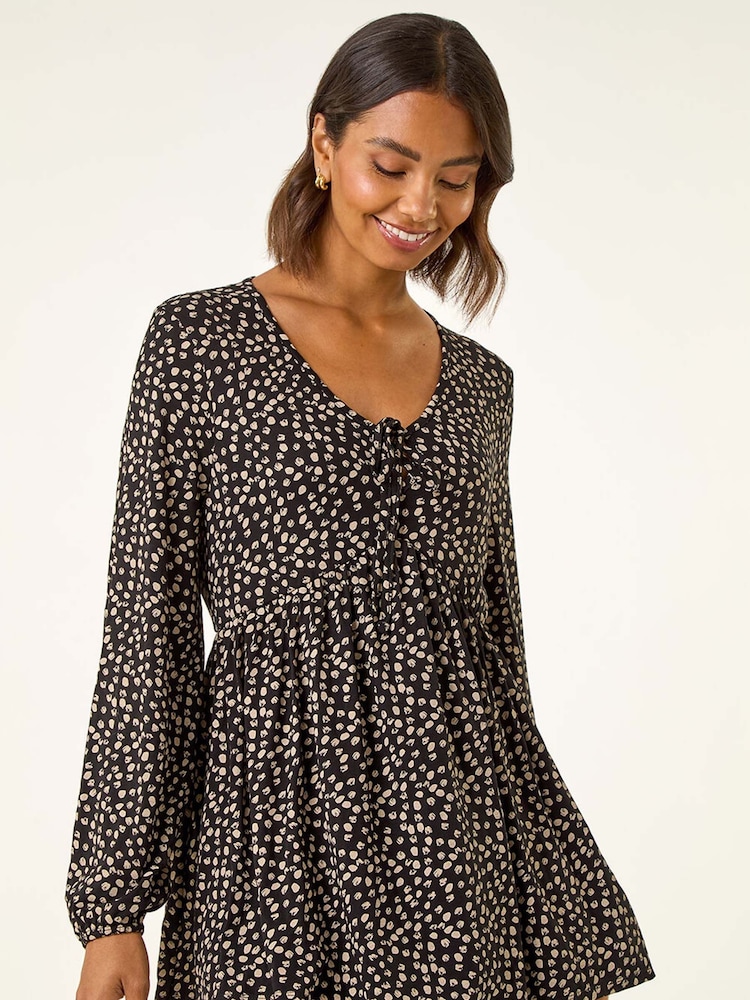 Roman Black Printed Snit Jersey Blouse - Image 1 of 5 Roman Black Printed Snit Jersey Blouse - Image 1 of 5