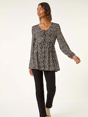 Roman Black Printed Snit Jersey Blouse - Image 2 of 5