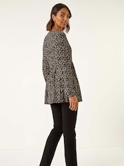 Roman Black Printed Snit Jersey Blouse - Image 3 of 5