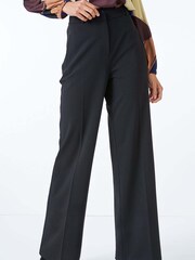 Roman Black Wide Leg Premium Stretch Trousers - Image 1 of 5