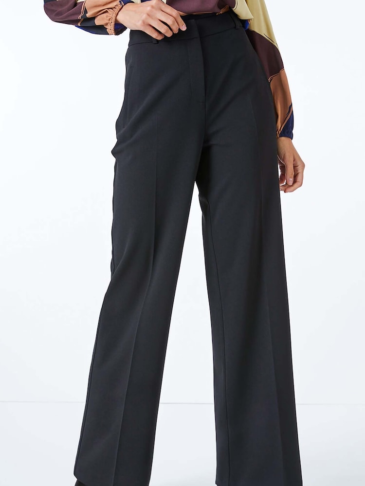 Roman Black Wide Leg Premium Stretch Trousers - Image 1 of 5