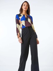 Roman Black Wide Leg Premium Stretch Trousers - Image 5 of 5