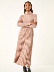 Roman Pink High Neck Pleated Midi Dress - Image 4 of 5