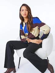 Roman Black Short Wide Leg Stretch Trousers - Image 3 of 5
