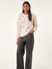 Roman White Sequin Poka Dot Knit Jumper - Image 2 of 5