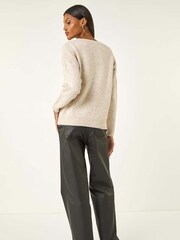 Roman White Sequin Poka Dot Knit Jumper - Image 3 of 5