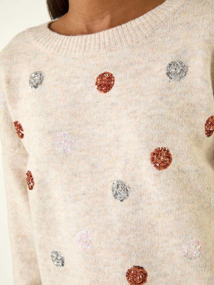 Roman White Sequin Poka Dot Knit Jumper - Image 5 of 5