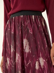 Roman Red Abstract Print Mesh Overlay Skirt - Image 5 of 5