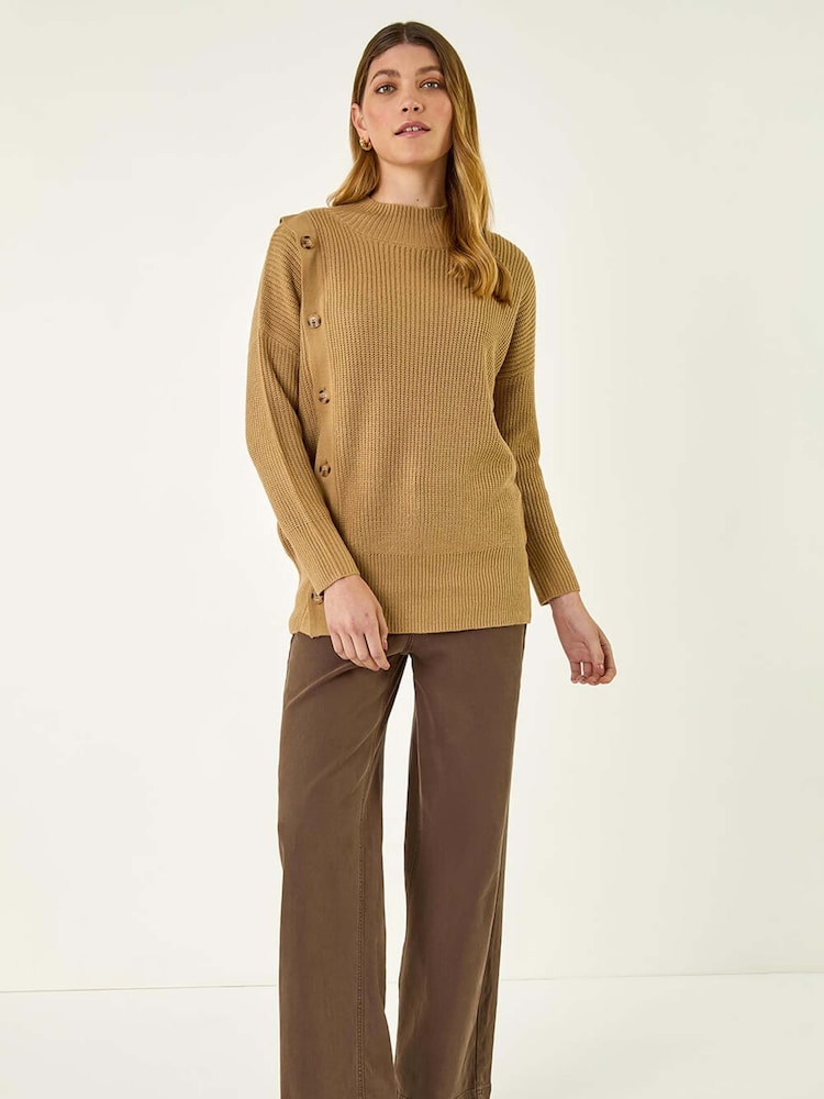 Roman Natural Side Buttoned Knit Jumper - Image 2 of 5 Roman Natural Side Buttoned Knit Jumper - Image 2 of 5