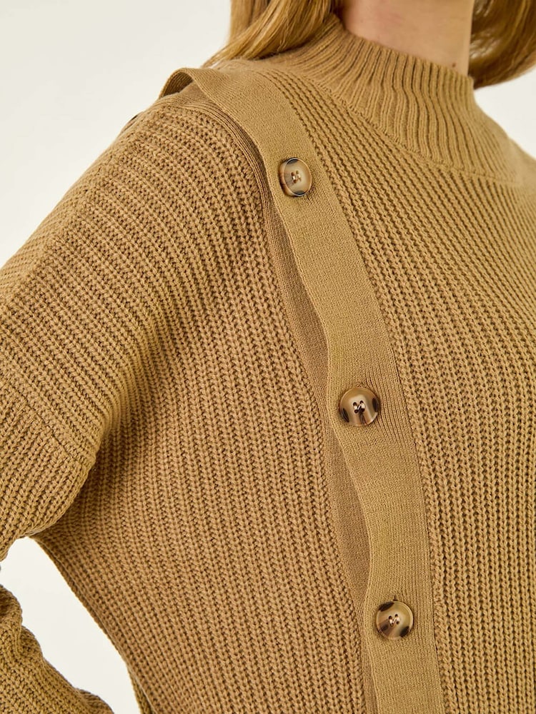 Roman Natural Side Buttoned Knit Jumper - Image 5 of 5 Roman Natural Side Buttoned Knit Jumper - Image 5 of 5