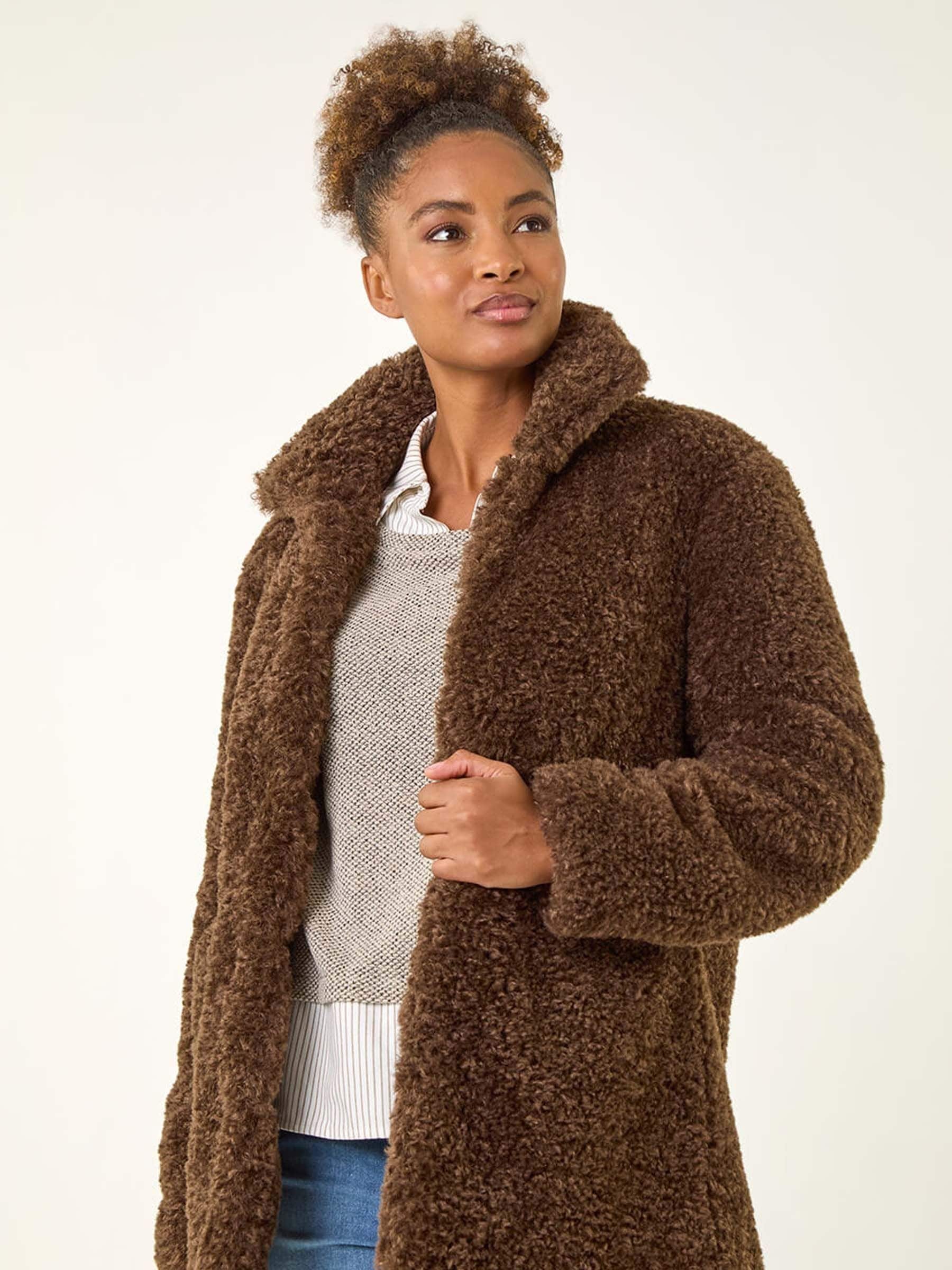 Buy Roman Brown Curly Soft Borg Coat from the Next UK online shop
