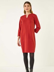 Roman Red Keyhole Chain Shift Dress - Image 2 of 5