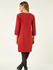 Roman Red Keyhole Chain Shift Dress - Image 3 of 5