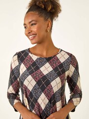 Roman Pink Jacquard Stretch Tunic Top - Image 4 of 5