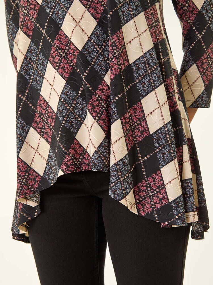 Roman Pink Jacquard Stretch Tunic Top - Image 5 of 5