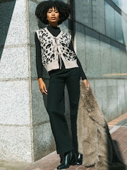 Roman Natural Animal Tie Front Knitted Jumper - Image 1 of 6