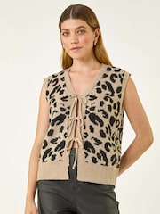 Roman Natural Animal Tie Front Knitted Jumper - Image 3 of 6