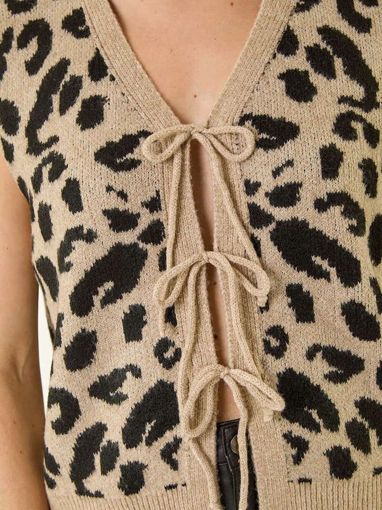 Roman Natural Animal Tie Front Knitted Jumper - Image 6 of 6