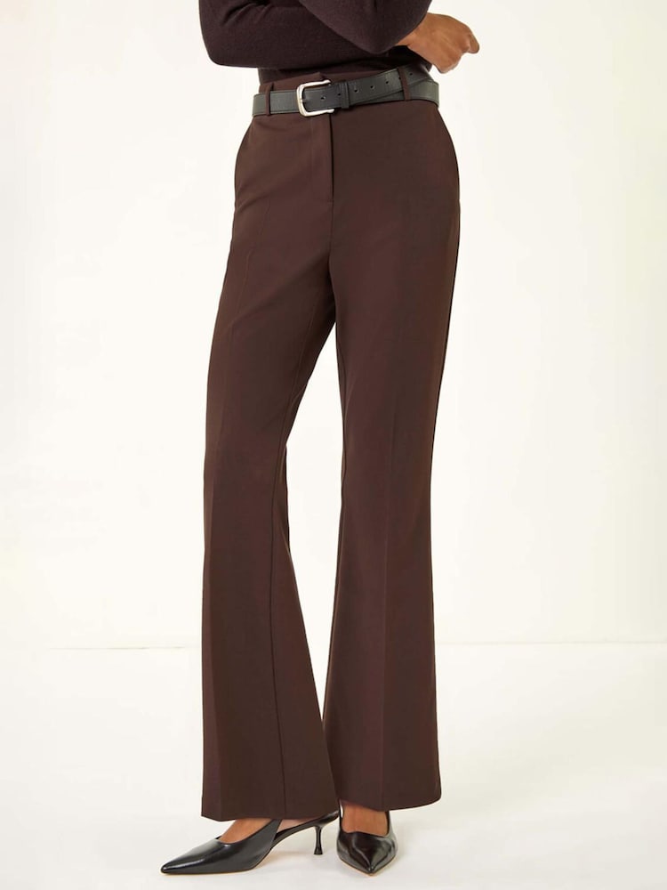 Roman Brown Short Bootcut Stretch Trousers - Image 5 of 5