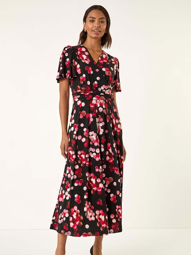 Roman Red Spot Print Wrap Midi Dress - Image 2 of 5