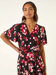 Roman Red Spot Print Wrap Midi Dress - Image 4 of 5