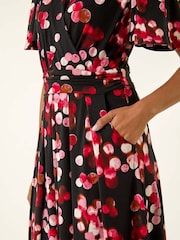 Roman Red Spot Print Wrap Midi Dress - Image 5 of 5